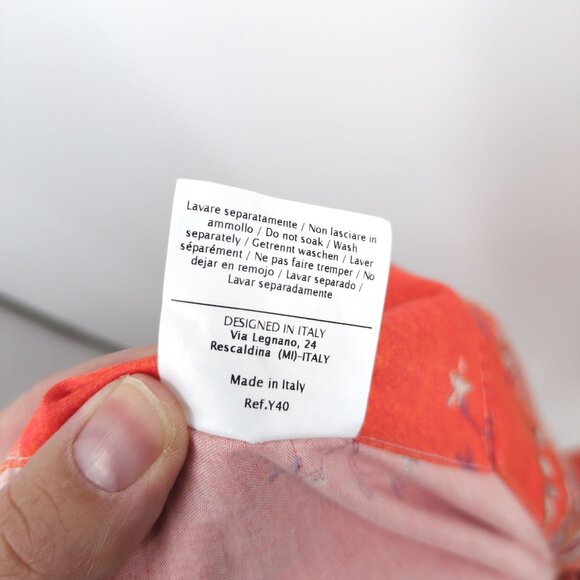 Bassetti Italian Cotton Kimono Robe L/XL Orange Paisley Boho Lounge Rare Print - Picture 8 of 8